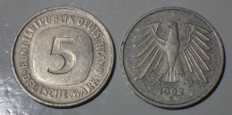 Allemagne Germany - 1992 - 5 Mark - Mintmark "G" - Karlsruhe - KM 140.1 - 5 Marcos