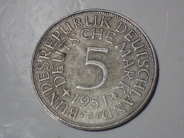 Allemagne Germany - 5 MARK 1951 J Km# 112.1 Argent Silver - 5 Marchi