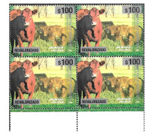 #75342 ARGENTINA 2023 NEW EMERGENCY DEFINITIVES CATTLES FAUNA 100 Ps BLOC OF 4 MNH - Ungebraucht