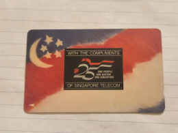 SINGAPORE-(1SBRA)-25 Years Of Singapore -(167)(1SCHA-242659)($1)(tirage-592.485)-used Card+1card Prepiad Free - Singapore
