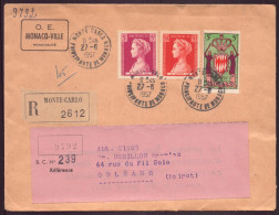 MONACO ENVELOPPE RECOMMANDEE 1957 DE MONACO POUR ORLEANS - Storia Postale
