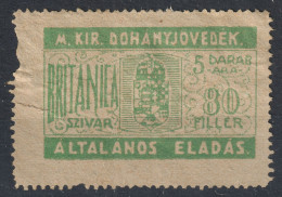 1910 Hungary - Cigarette Cigar Seal Stamp / Tobacco - Fiscal Revenue Tax SEAL Stripe - BRITANICA - Fiscaux