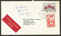 1964 Special Delivery Cover 30c Chemical CDS Toronto Terminal A Ontario To Montreal PQ Quebec - Postal History