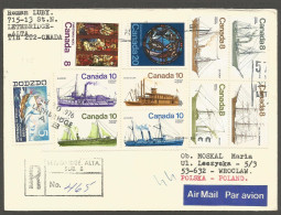1976 Registered Cover $1.05 W/ Ships POCON Lethbridge Alberta ALTA To Poland (receiver) - Histoire Postale