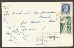 1963 Registered Cover 25c Paper/Wilding CDS London Stn C To Toronto Ontario - Histoire Postale
