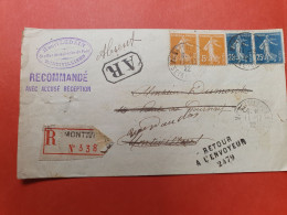 Enveloppe En Recommandé De Montivilliers Pour Montivilliers Et Retour En 1922 - Ref  3038 - 1921-1960: Periodo Moderno