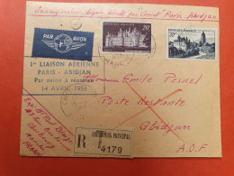 Enveloppe 1er Vol Par " Comet "Paris /Abidjan En 1953 - Ref  3039 - 1927-1959 Covers & Documents