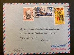 LETTRE Par Avion Pour La FRANCE TP LA CROSSE 5 + VOYAGE DU NONSUCH 5 + HENRI BOURASSA 5 OBL.MEC.2 X 1968 SHERBROOCKE - Cartas & Documentos