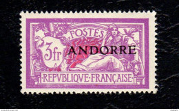 ANDORRE : 3f.Merson Lilas Et Carmin, TB - Unused Stamps