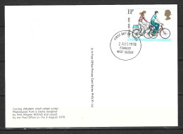 GRANDE-BRETAGNE. N°874 De 1978 Sur Carte. Bicyclettes. - Vélo