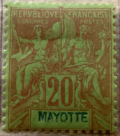 Mayotte1892, N°7YT, 20c, Rouge/bleu, Neuf Charnière - Unused Stamps