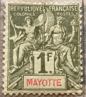 Mayotte1892, N°13 YT, 1F, Olive Sur Rouge, Neuf Charnière - Nuovi