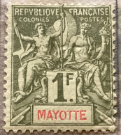 Mayotte1892, N°13 YT, 1F, Olive Sur Rouge, Neuf Charnière - Ungebraucht