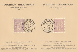 1939-Exposition Philatélique Montpellier-Fac Simile Sage - Esposizioni Filateliche