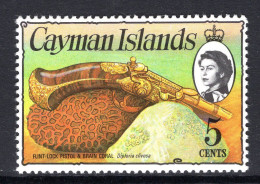 Cayman Islands 1974 Pirates, Treasure, & Marine Life - 1st Wmk. - 5c Coral & Flintlock MNH (SG 349) - Cayman Islands