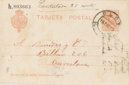 53427. Entero Postal OLOT (Gerona) 1919. Alfonso XIII Medallon - 1850-1931