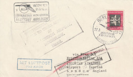 Zuleit-Luftpostbrief Mit MiNr. 610 Gestempelt BERLIN NW 7 27.3.58.-12 LUFTPOSTSTELLE , Erstflug Austrian Air - Airmail