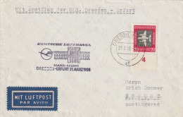 Erstflug DRESDEN-ERFURT 31.3.1958 MiNr. 610 Gestempelt DRESDEN  A 24 Af 31.3.58 -11, - Poste Aérienne