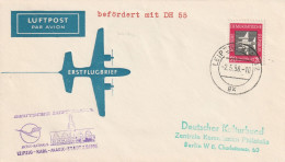 Erstflug DLH 55 LEIPZIG-KARL-MARX-STADT 2.5.1958 MiNr. 610 Gestempelt LEIPZIG DPA 32 Gx -2.5.58 -10, - Airmail