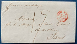Lettre 1845 De La HAVANE Pour PARIS Entrée Dateur " OUTRE-MER / PAUILLAC" + Taxe 17 + Manuscrit " HAVRE Et GUDELOUPE " - Marques D'entrées