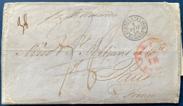 Lettre 1855 De La HAVANE Pour PARIS Par New York Et Steamer Cunard "AMERICA " + Forwarded  " RENAUD & FRANCOIS " TTB - Marques D'entrées