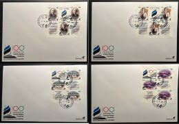 Estonia Estland Estonie 2023 National Olympic History 1923-2023 Olympics NOC 100 Ann BeePost Sheetlets Set FDC - Winter 1992: Albertville