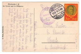 1916, Feldpostkarte Ab KARLSRUHE Mit Seltener Vignette - Feldpost (postage Free)