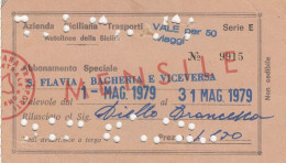 AZIENDA SICILIANA TRASPORTI / Autolinee Della Sicilia - Abbonamento Speciale _S. Flavia-Bagheria E Viceversa_ Magg. 1979 - Europa