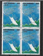 SAN MARINO - 1999 - DELTAPLANO - LIRE 800 - QUARTINA - USATA (YVERT 1603 - MICHEL 1810 - SS 1669) - Used Stamps