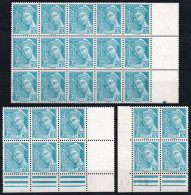 Y&T N° 538 - 50 C. Turquoise - Type Mercure - Année 1942 - 3 Blocs - Neuf ** - 1938-42 Mercurius