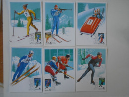 D200231   Hungary, 1987, 6 Maximum Cards, Winter Olympic Games At Calgary, FDC, Budapest, 24-11-87 - Hiver 1988: Calgary