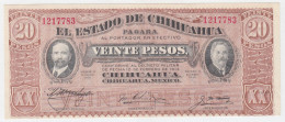 MEXICO 20 PESO 1915 (1914) UNC NEUF EL ESTADO DE CHIHUAHUA PAGARA - Mexique