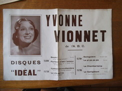 YVONNE VIONNET STUDIO HARCOURT DE L'A.B.C. DISQUES "IDEAL"  50cm/32,5 Cm - Posters