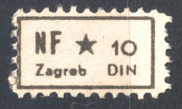 People's Front  Of Communist CROATIA - Narodni Front Hrvatske NF 1949 Yugoslavia Membership Revenue Vignette Label 10 D - Servizio