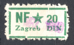People's Front  Of Communist CROATIA - Narodni Front Hrvatske NF 1949 Yugoslavia Membership Revenue Vignette Label 20 D - Oficiales
