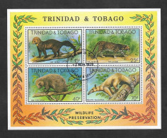 SE)1978 TRINIDAD & TOBAGO, NATURE PROTECTION, TAYRA, OCELOT, TREE PORCUPINE, YELLOW TAMANDUA, SS, CTO - Trinité & Tobago (1962-...)