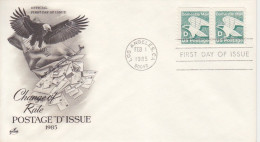 FDC "Aigle Et Courrier" Obl. Los Angeles Le 1 Feb 1985 Sur N° 1562 "Domestic Mail, Aigle Stylisé, Lettre D" - Covers & Documents