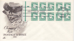 FDC "Aigle Et Courrier" Obl. Los Angeles Le 1 Feb 1985 Sur N° 1562c Feuillet "Domestic Mail, Aigle Stylisé, Lettre D" - Briefe U. Dokumente