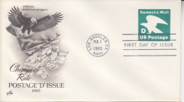 FDC "Aigle Et Courrier" Obl. Los Angeles Le 1 Feb 1985 Sur Entier 1562 "Domestic Mail, Aigle Stylisé, Lettre D" - Cartas & Documentos