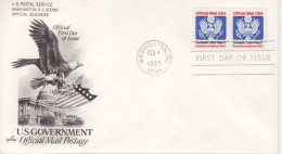 FDC "Aigle Et US Gouvernement" Obl. Washington Le 4 Feb 1985 Sur Service 105 "Domestic Mail, Lettre D" - Lettres & Documents
