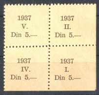 TOBACCO Cigarettes Seller Shop ASSOCIATION Member Tax Revenue LABEL CINDERELLA 1937 CROATIA Yugoslavia Savska Banovina - Dienstmarken