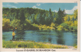 Souvenir St Gabriel De Brandon Québec Canada, Pêcheur Ligne Dans La Rivière Paysage Line Fisherman In The River Land 2 S - Saluti Da.../ Gruss Aus...