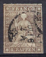 SUISSE Ca.1860:  Le ZNr. 22F Obl. CAD, Déf. Coin NE - Used Stamps