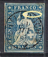 SUISSE Ca.1857-62:  Le ZNr. 23G2.01 B Obl. CAD "Entlebuch", 4 M. Blanches, TB Var. "La Comète", Forte Cote - Used Stamps