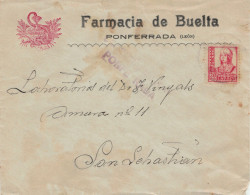 Farmacia De Buelta Ponferrada Leon > San Sebastian - Isabella Catolica - Illustriertes Kuvert Äskulap - Autres & Non Classés