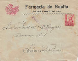 Farmacia De Buelta Ponferrada Leon > San Sebastian - Isabella Catolica - Illustriertes Kuvert Äskulap - Other & Unclassified