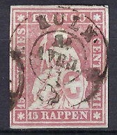 SUISSE Ca.1861:  Le ZNr. 24G B Obl. CAD "KULM", 4 M. - Usati