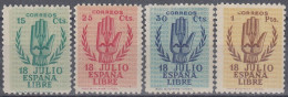 ESPAÑA 1938 Nº 851/854 NUEVO,SIN FIJASELLOS ( BUEN CENTRAJE ) - Nuevos