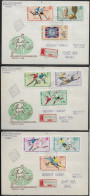 Hungary FDC Sc. 1772-1779, B258. 3 Envelopes.  The 1966 FIFA World Cup.   FDC Cancellations On Special Envelopes - FDC