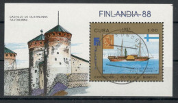 Cuba - FILATELIA (International Stamp Exhibition "FINLAND '88" - Helsinki, Finland), Stamped Block Mi:CU BL105 (1988) - Blocchi & Foglietti